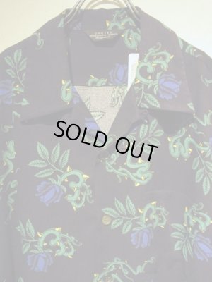 画像4: UNUSED（アンユーズド） フローラルプリント レーヨンシャツ ネイビー