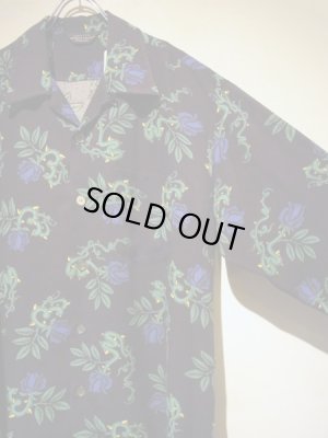 画像3: UNUSED（アンユーズド） フローラルプリント レーヨンシャツ ネイビー