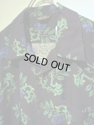 画像4: UNUSED（アンユーズド） フローラルプリント ショートスリーブレーヨンシャツ ネイビー