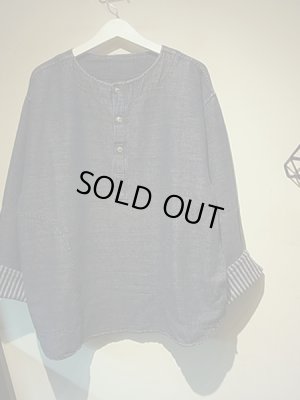 画像2: ユーロ ヘンリーネックプルオーバーシャツ インディゴカラー