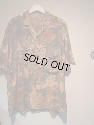 画像2: ユーロ オープンカラー 半袖レーヨンシャツ ドローイング柄