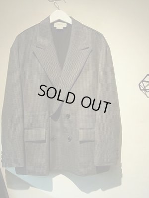 画像2: YOKE（ヨーク） 5カラーズプレイドウール ルーズダブルブレステッドジャケット グレープレイド