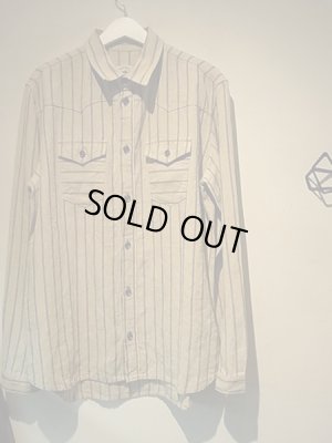 画像2: ユーロ イタリアンヘビーリネンストライプシャツ ベージュ