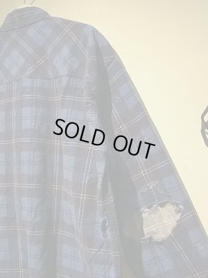 画像10: UNUSED（アンユーズド） ダメージチェックフランネルシャツ ブルー