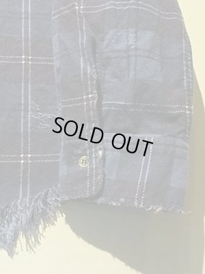 画像7: UNUSED（アンユーズド） ダメージチェックフランネルシャツ ブルー