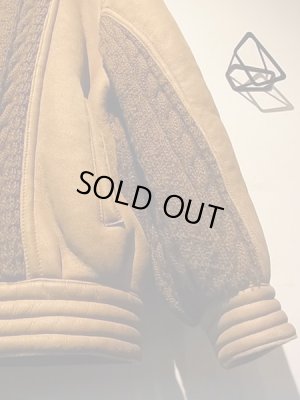 画像7: ユーロヴィンテージ イタリア製 フィッシャーマンニット×リアルムートンジャケット ブラウン