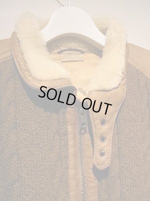 画像3: ユーロヴィンテージ イタリア製 フィッシャーマンニット×リアルムートンジャケット ブラウン