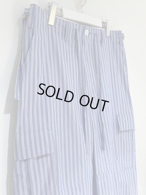 画像3: UNUSED（アンユーズド） ストライプカーゴパンツ ブルー