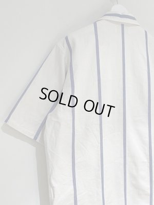 画像7: UNUSED（アンユーズド） エンブロイダード ストライプショートスリーブシャツ ホワイト×ブルー