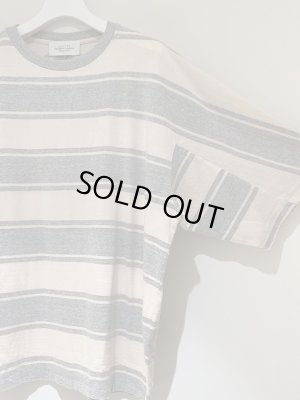 画像4: UNUSED（アンユーズド） 変則ボーダーTシャツ グレー×ベージュ