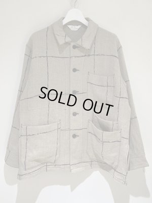 画像2: ANCELLM（アンセルム） ドローイングチェック リネンカバーオール ナチュラル