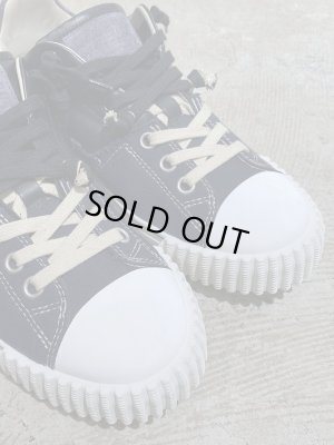 画像2: Maison Margiela（メゾン マルジェラ） 22ライン キャンバス×レザースニーカー Low ネイビー×ブラック