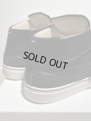 画像7: Maison Margiela（メゾン マルジェラ） 22ライン キャンバス×レザースニーカー Mid ブラック×ブラック