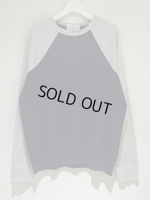 画像2: UNUSED（アンユーズド） ラグランスリーブ スウェットシャツ ネイビー×グレー