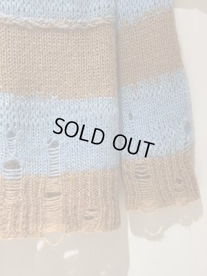 画像7: Acne Studios（アクネ ストゥディオズ） ダメージボーダー モヘアミックスニット ベージュ×ライトブルー
