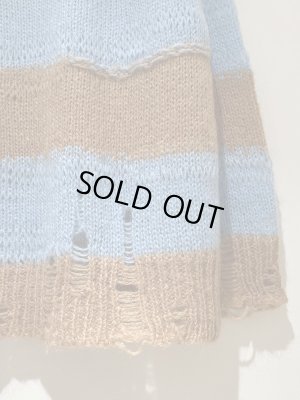 画像10: Acne Studios（アクネ ストゥディオズ） ダメージボーダー モヘアミックスニット ベージュ×ライトブルー