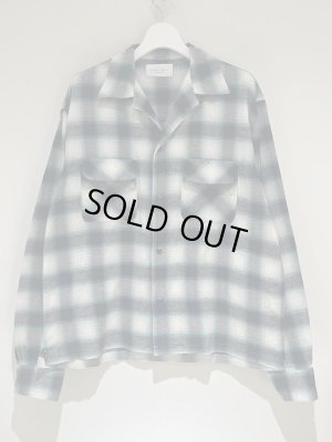 画像2: UNUSED（アンユーズド） オープンカラー オンブレチェックシャツ グリーン×チャコール