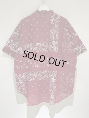 画像8: NOS イタリア製 アシンメトリーバンダナ柄 ショートスリーブシャツ ボルドー