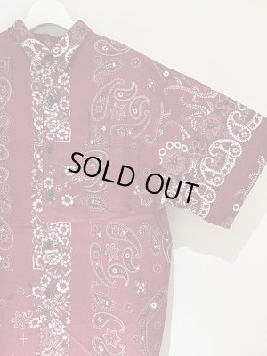 画像6: NOS イタリア製 アシンメトリーバンダナ柄 ショートスリーブシャツ ボルドー