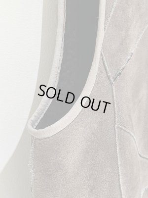 画像4: ユーロヴィンテージ パッチワーク風 リアルムートンベスト グレー