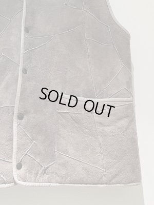 画像5: ユーロヴィンテージ パッチワーク風 リアルムートンベスト グレー