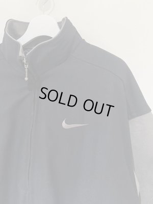 画像7: ユーロヴィンテージ 90s NIKE（ナイキ） レザースリーブ ロゴワッペン スタジャン ブラック×グレー