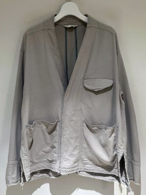 画像1: ANCELLM（アンセルム） Silk Suede Collarless Jacket（シルクスウェード カラーレスジャケット） ブルーグレー