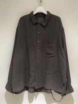 ANCELLM（アンセルム） Doublegauze Crash LS Shirt（ダブルガーゼクラッシュロングスリーブシャツ） ブラック