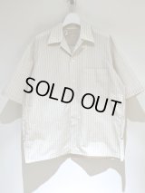 YOKE（ヨーク） Nylon Stripe Open Collar Shirt（ナイロンストライプオープンカラーシャツ） クリーム