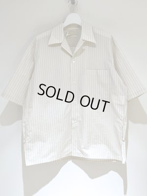 画像1: YOKE（ヨーク） Nylon Stripe Open Collar Shirt（ナイロンストライプオープンカラーシャツ） クリーム