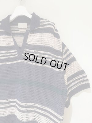 画像4: YOKE（ヨーク） Border Mesh Knit Skipper Polo Shirt（ボーダーメッシュニット スキッパーポロシャツ） ネイビー×ベージュ