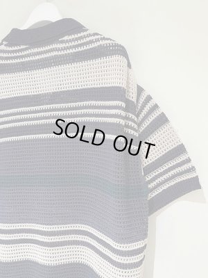 画像7: YOKE（ヨーク） Border Mesh Knit Skipper Polo Shirt（ボーダーメッシュニット スキッパーポロシャツ） ネイビー×ベージュ