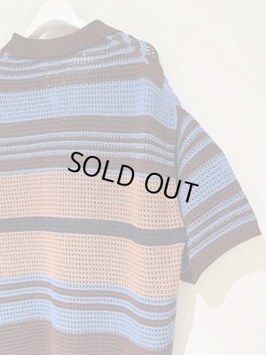 画像7: YOKE（ヨーク） Border Mesh Knit Skipper Polo Shirt（ボーダーメッシュニット スキッパーポロシャツ） ブラウン×ブルー