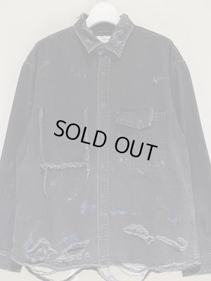 画像2: THE JEAN PIERRE（ジャンピエール） Grunge Denim Shirt（グランジデニムシャツ） ミッドナイトブラック