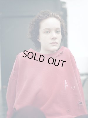 画像11: ANCELLM（アンセルム） Crash Uneven Over Sweat Shirt（クラッシュアンイーブン オーバースウェットシャツ） レッド