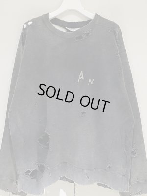 画像2: ANCELLM（アンセルム） Crash Uneven Over Sweat Shirt（クラッシュアンイーブン オーバースウェットシャツ） ブラック