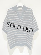 YOKE（ヨーク） Border Mesh Knit Skipper Polo Shirt（ボーダーメッシュニット スキッパーポロシャツ） ピーコックグリーン
