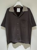 ANCELLM（アンセルム） Open Collar Knit S/S Shirt（オープンカラーニットショートスリーブシャツ） チャコール