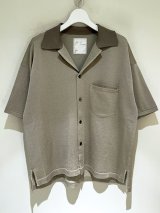 ANCELLM（アンセルム） Open Collar Knit S/S Shirt（オープンカラーニットショートスリーブシャツ） グレー