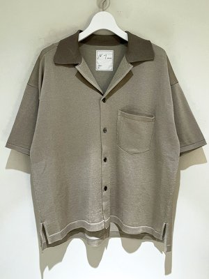 画像1: ANCELLM（アンセルム） Open Collar Knit S/S Shirt（オープンカラーニットショートスリーブシャツ） グレー