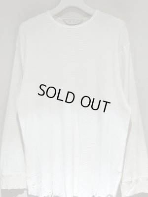 画像2: ANCELLM（アンセルム） Damage Waffle Crew LS T-shirt（ダメージワッフル クルーネックロングスリーブTシャツ） ホワイト