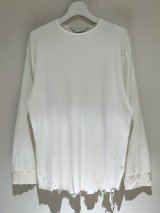 ANCELLM（アンセルム） Damage Waffle Crew LS T-shirt（ダメージワッフル クルーネックロングスリーブTシャツ） ホワイト