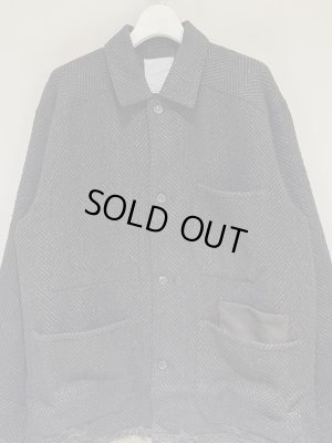 画像2: ANCELLM（アンセルム） Damage Wool Herringbone Coverall（ダメージウールヘリンボーンカバーオール） ブラウン×ブラック