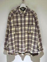 ANCELLM（アンセルム） Nel Check Over Work Shirt（ネルチェックオーバーワークシャツ） アイボリー