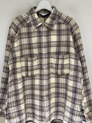 画像2: ANCELLM（アンセルム） Nel Check Over Work Shirt（ネルチェックオーバーワークシャツ） アイボリー