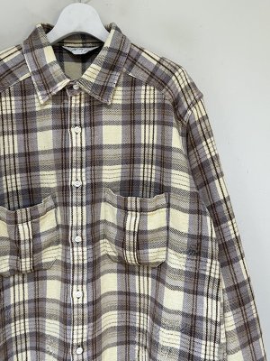 画像4: ANCELLM（アンセルム） Nel Check Over Work Shirt（ネルチェックオーバーワークシャツ） アイボリー