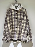 ANCELLM（アンセルム） Nel Check Hoodie Shirt（ネルチェックフーディーシャツ） アイボリー