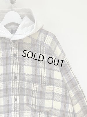 画像3: ANCELLM（アンセルム） Nel Check Hoodie Shirt（ネルチェックフーディーシャツ） アイボリー