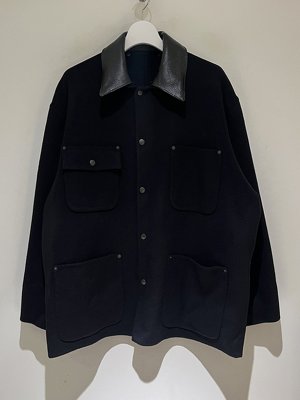 画像1: YOKE（ヨーク） River Melton Coverall Jacket（リバーメルトンカバーオールジャケット） ブラック