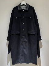 THE JEAN PIERRE（ジャンピエール） Leather Collar Coat（レザーカラーコート） ブラック